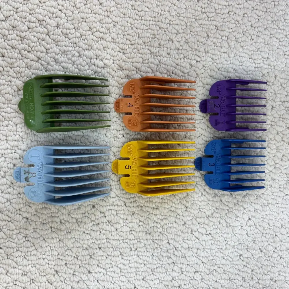Wahl Color Coded Hair Clipper Guide Combs Guards Lot of 6: 2, 3, 4, 5, 7, 8